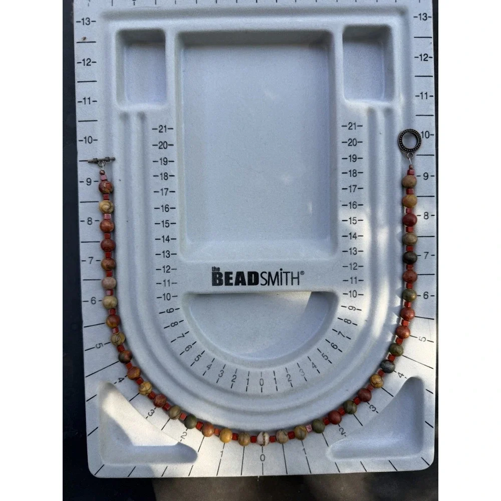Handmade‎ Beaded Gemstone Necklace Toggle Clasp 19